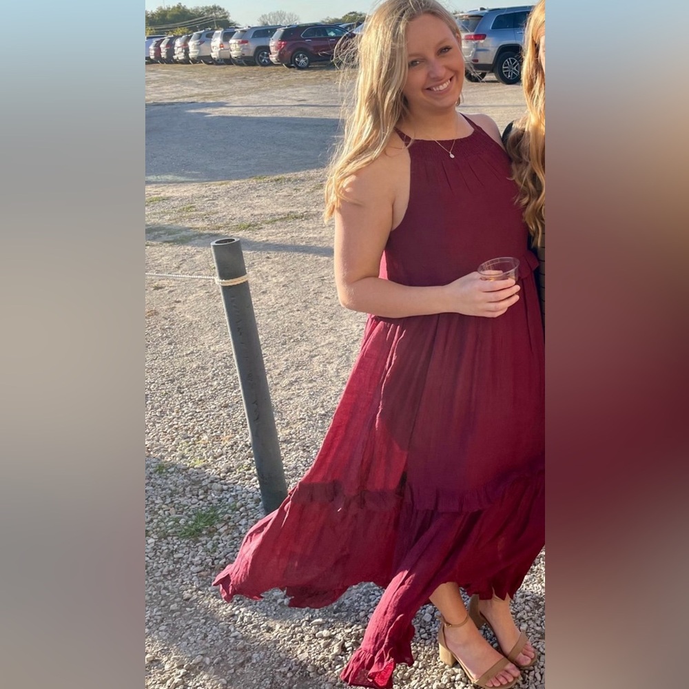 Burgundy Tiered Maxi Dress
